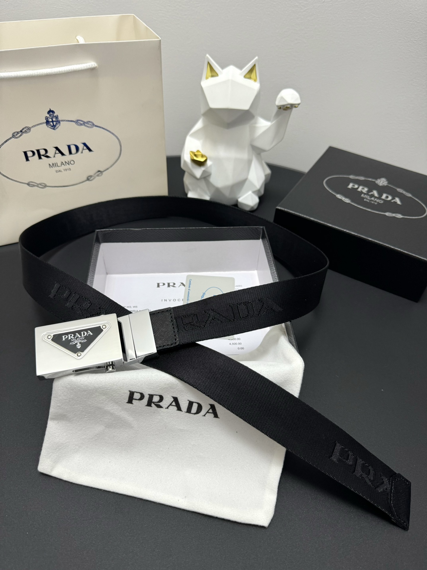 Luxurious Prada 3.5 cm Cattle Skin Belt: Exquisite Craftsmanship and Elegance - 图片 1