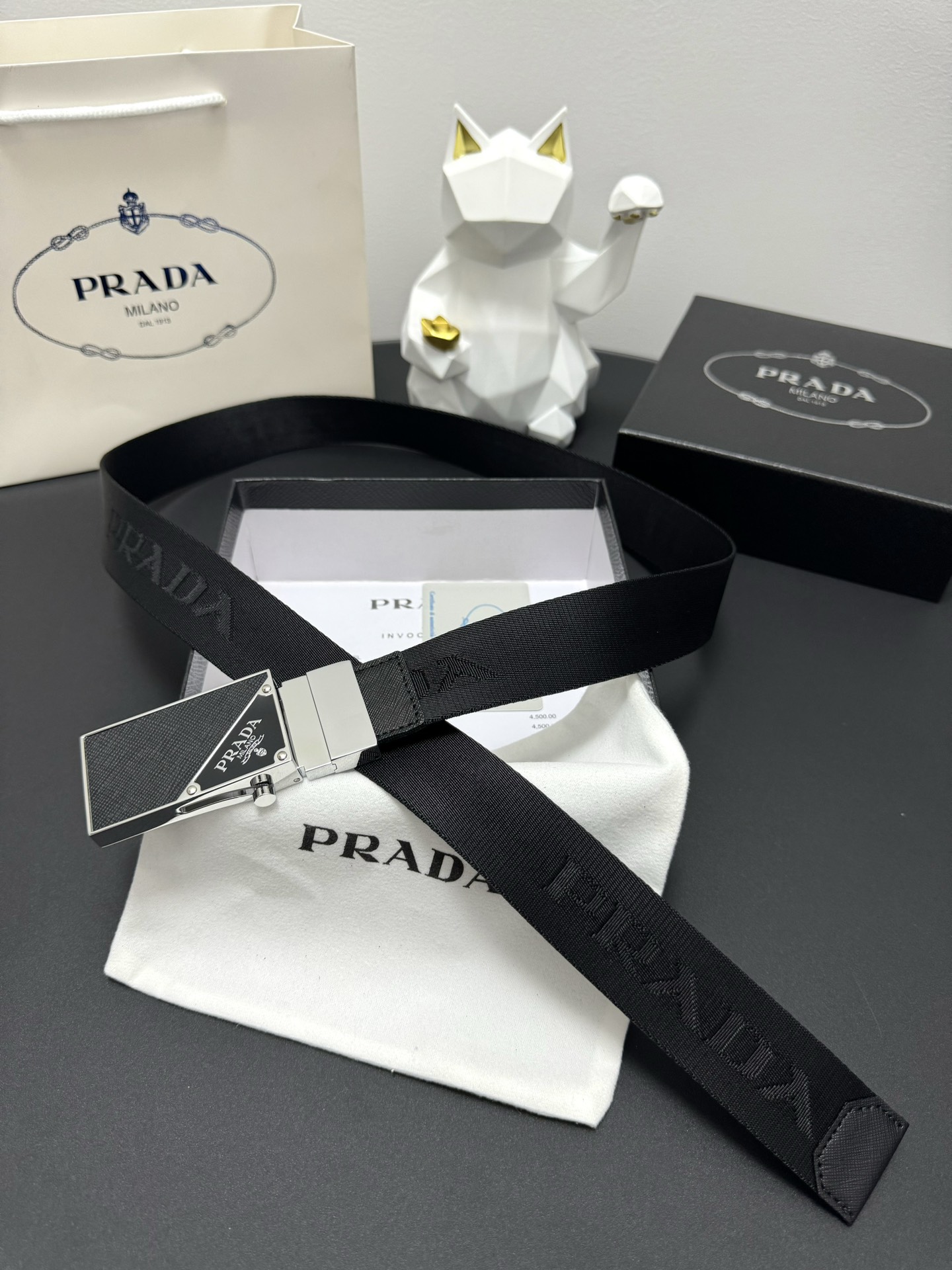 Luxurious Prada 3.5 cm Cattle Skin Belt: Exquisite Craftsmanship and Low-key Elegance - 图片 1