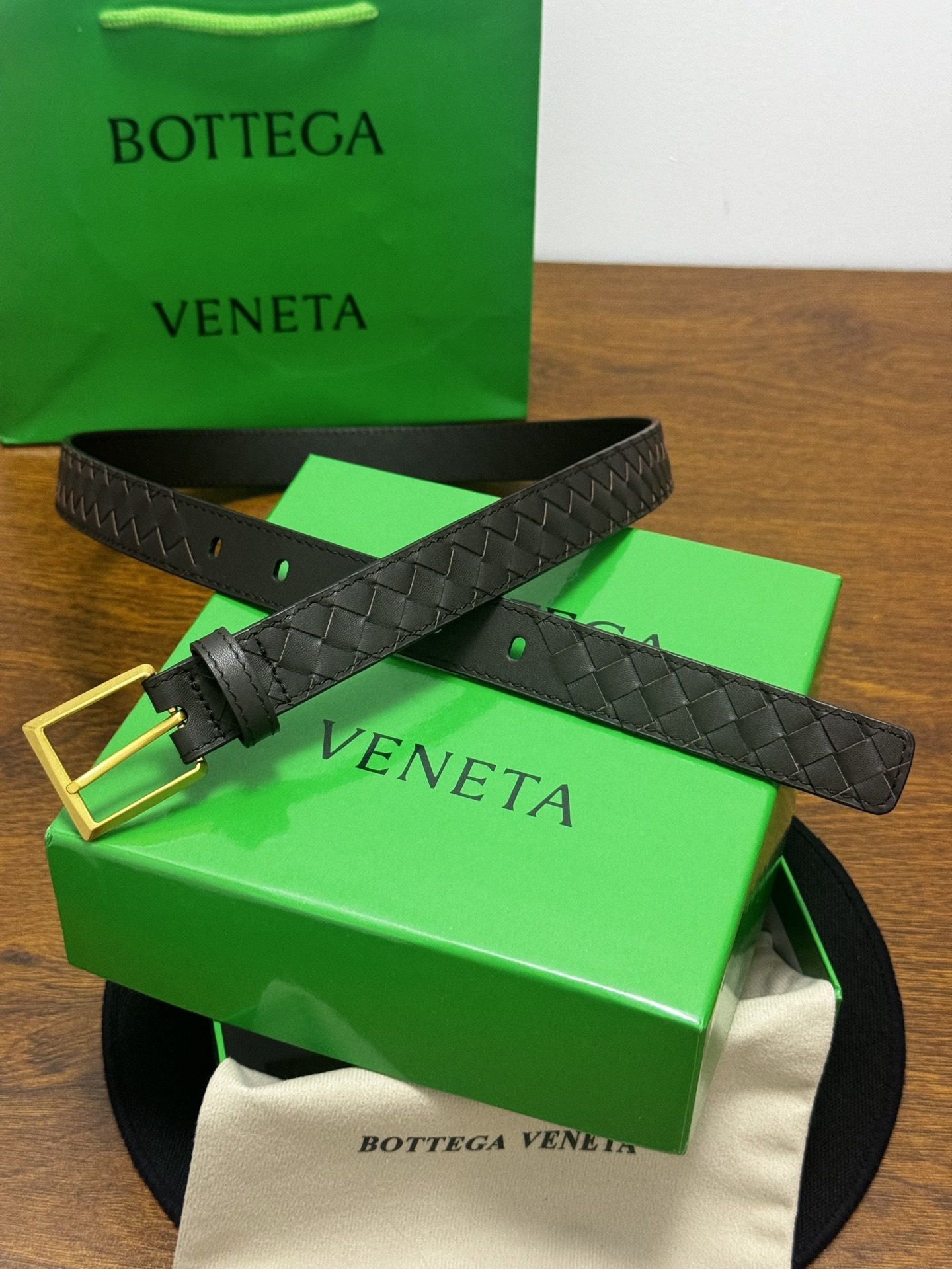BOTTEGA VENETA 2.5cm 咖啡Intrecciato Piccolo编织皮革腰带 BOTTEGA VENETA 2.5cm 咖啡Intrecciato Piccolo编织皮革腰带