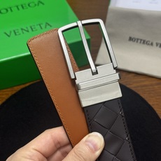 BOTTEGA VENETA 3.5cm 咖啡/棕色底 Intrecciato编织皮革双面腰带,金属可旋转搭 BOTTEGA VENETA 3.5cm 咖啡/棕色底 Intrecciato编织皮革双面腰带,金属可旋转搭