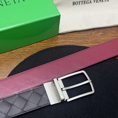BOTTEGA VENETA 3.5cm 咖啡/枣红底 Intrecciato编织皮革双面腰带,金属可旋转搭扣 BOTTEGA VENETA 3.5cm 咖啡/枣红底 Intrecciato编织皮革双面腰带,金属可旋转搭扣