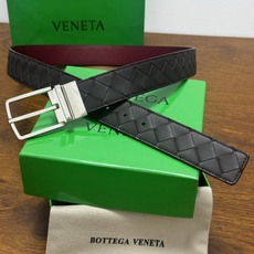 BOTTEGA VENETA 3.5cm 咖啡/枣红底 Intrecciato编织皮革双面腰带,金属可旋转搭扣 BOTTEGA VENETA 3.5cm 咖啡/枣红底 Intrecciato编织皮革双面腰带,金属可旋转搭扣