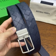 BOTTEGA VENETA 3.5cm 蓝色/蓝色底 Intrecciato编织皮革双面腰带,金属可旋转搭 BOTTEGA VENETA 3.5cm 蓝色/蓝色底 Intrecciato编织皮革双面腰带,金属可旋转搭