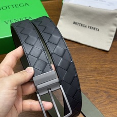 BOTTEGA VENETA 3.5cm 黑色/鳄鱼绿底 Intrecciato编织皮革双面腰带,金属可旋转 BOTTEGA VENETA 3.5cm 黑色/鳄鱼绿底 Intrecciato编织皮革双面腰带,金属可旋转
