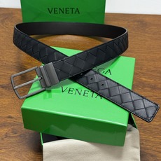 BOTTEGA VENETA 3.5cm 黑色/咖啡底 Intrecciato编织皮革双面腰带,金属可旋转搭 BOTTEGA VENETA 3.5cm 黑色/咖啡底 Intrecciato编织皮革双面腰带,金属可旋转搭