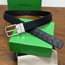 BOTTEGA VENETA 3.5cm 黑色/咖啡底 Intrecciato编织皮革双面腰带,金属可旋转搭 BOTTEGA VENETA 3.5cm 黑色/咖啡底 Intrecciato编织皮革双面腰带,金属可旋转搭