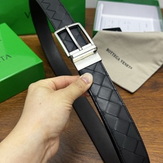 BOTTEGA VENETA 3.5cm 黑色/咖啡底 Intrecciato编织皮革双面腰带,金属可旋转搭 BOTTEGA VENETA 3.5cm 黑色/咖啡底 Intrecciato编织皮革双面腰带,金属可旋转搭