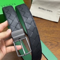 BOTTEGA VENETA 3.5cm 黑色/绿色底 Intrecciato编织皮革双面腰带,金属可旋转搭 BOTTEGA VENETA 3.5cm 黑色/绿色底 Intrecciato编织皮革双面腰带,金属可旋转搭