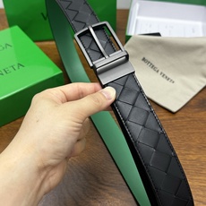 BOTTEGA VENETA 3.5cm 黑色/绿色底 Intrecciato编织皮革双面腰带,金属可旋转搭 BOTTEGA VENETA 3.5cm 黑色/绿色底 Intrecciato编织皮革双面腰带,金属可旋转搭