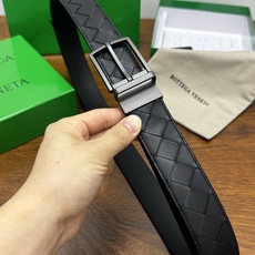 BOTTEGA VENETA 3.5cm 黑色/黑色底 Intrecciato编织皮革双面腰带,金属可旋转搭 BOTTEGA VENETA 3.5cm 黑色/黑色底 Intrecciato编织皮革双面腰带,金属可旋转搭