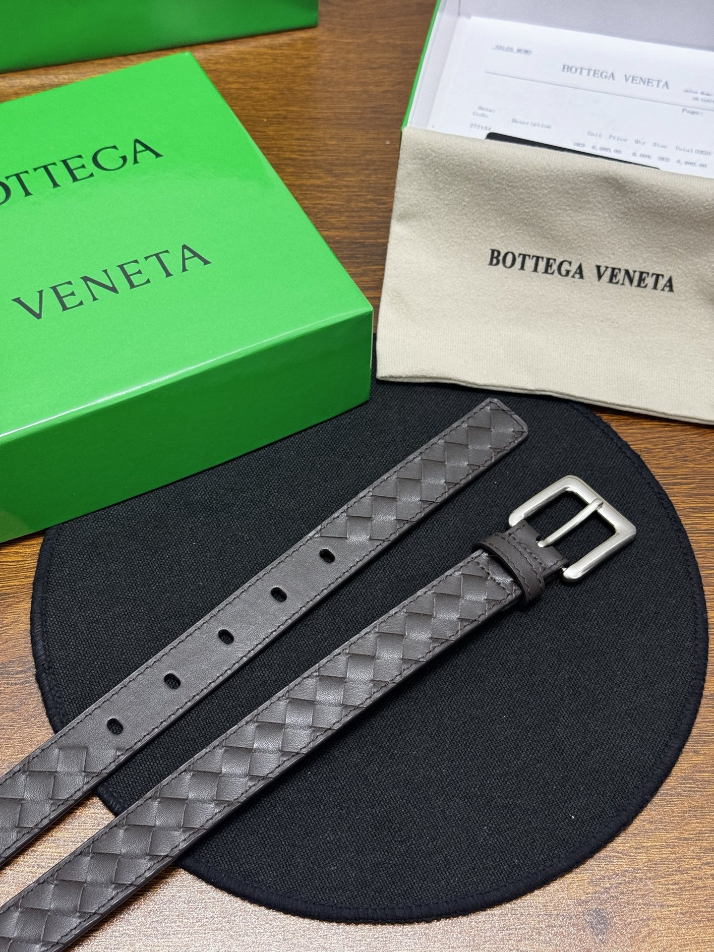 BOTTEGA VENETA 2.5cm 咖啡 Intrecciato Piccolo编织腰带,牛皮皮革手工编织 BOTTEGA VENETA 2.5cm 咖啡 Intrecciato Piccolo编织腰带,牛皮皮革手工编织