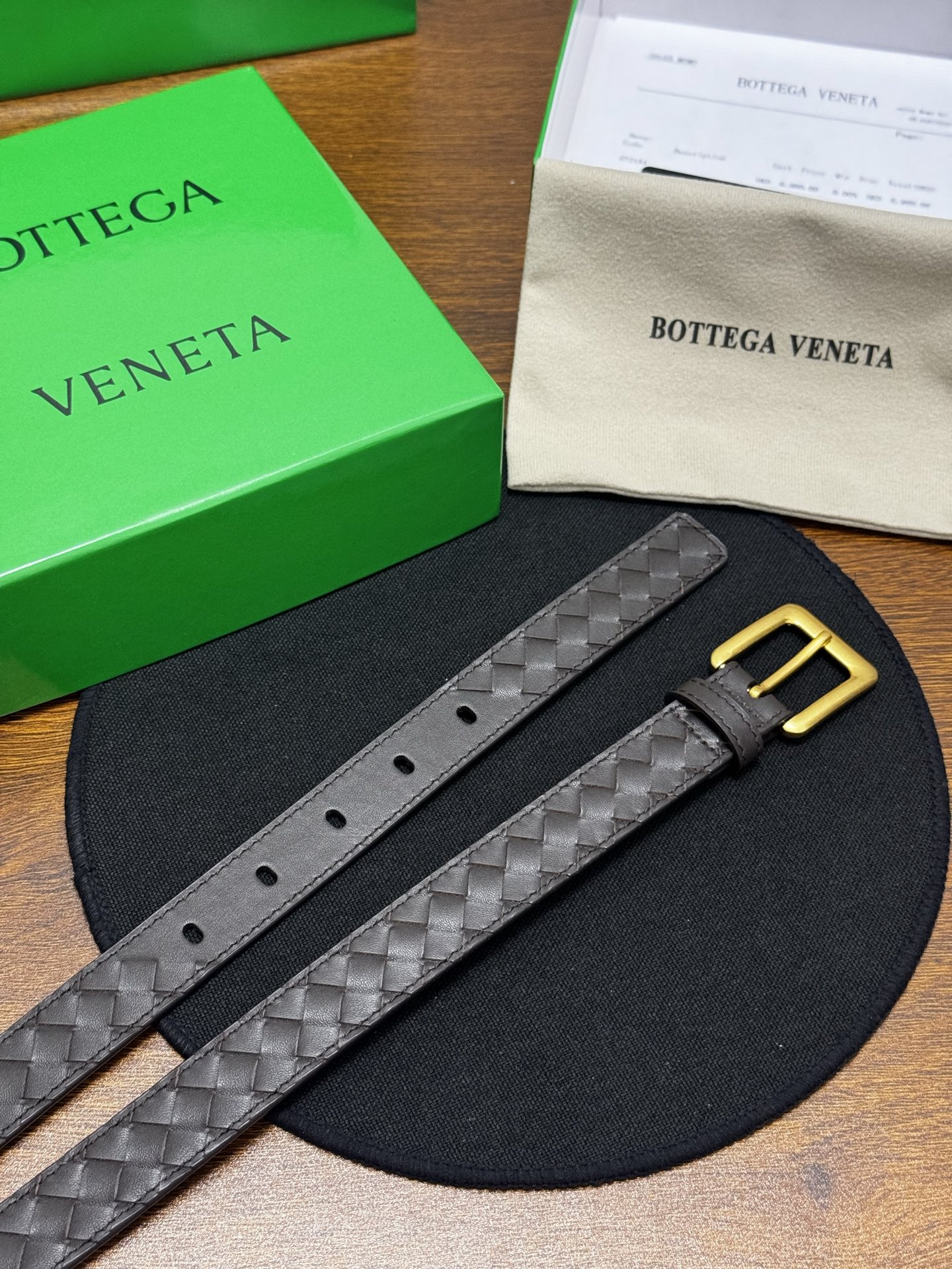 BOTTEGA VENETA 2.5cm 咖啡 Intrecciato Piccolo编织腰带,牛皮皮革手工编织 BOTTEGA VENETA 2.5cm 咖啡 Intrecciato Piccolo编织腰带,牛皮皮革手工编织