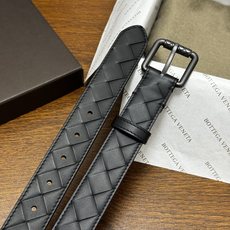 BOTTEGA VENETA 3.0cm 黑色 Intrecciato编织牛皮革腰带,金属搭扣爪扣开合配色饰面 BOTTEGA VENETA 3.0cm 黑色 Intrecciato编织牛皮革腰带,金属搭扣爪扣开合配色饰面