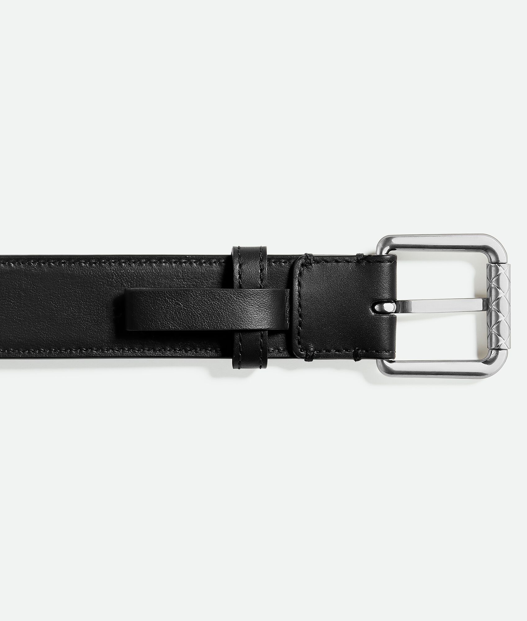 BOTTEGA VENETA   3.0cm    黑色 Intrecciato编织牛皮革腰带，金属搭扣爪扣开合配色饰面