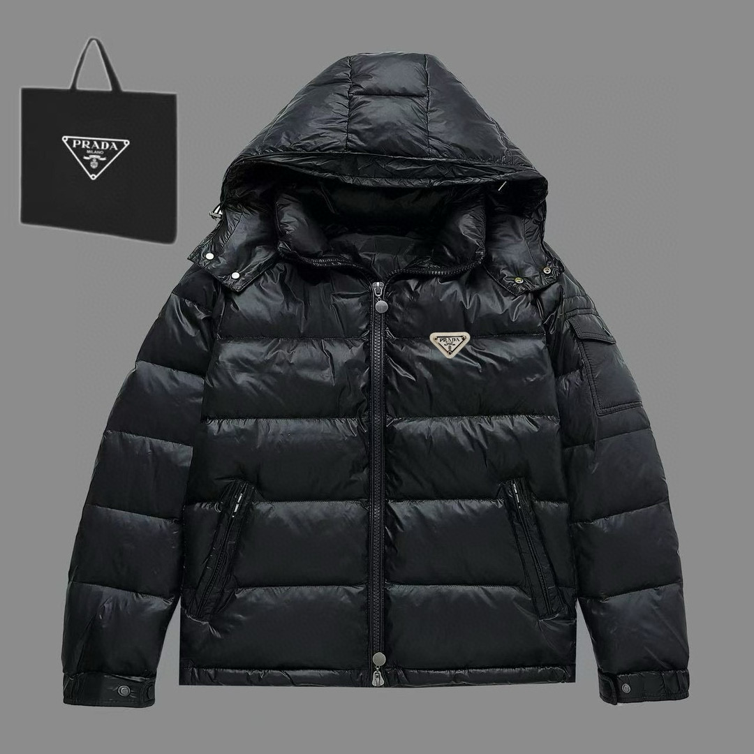 Prada Down Jacket with Hood, Water-resistant and Windproof, Various Sizes
