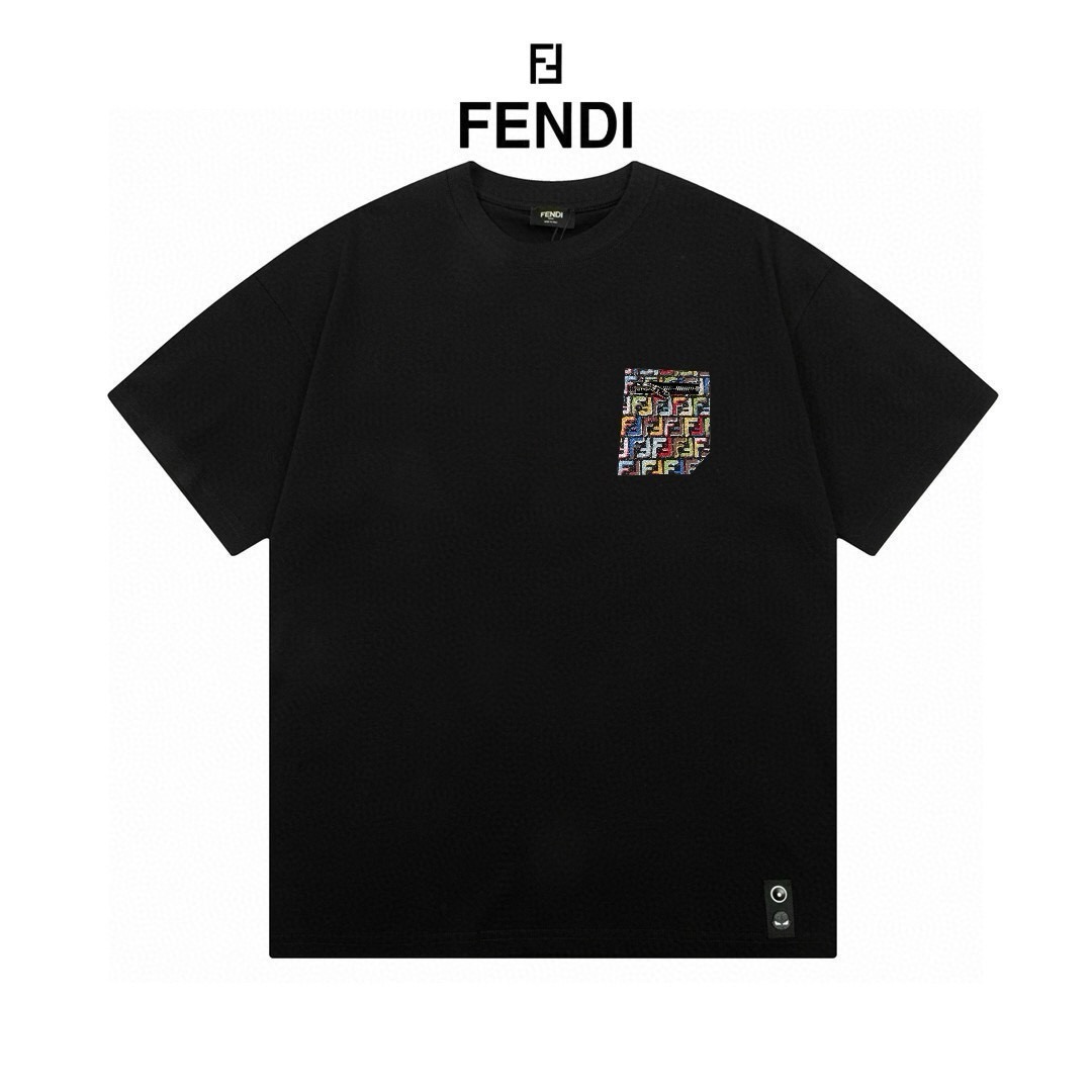 P85, Camiseta de cuello redondo de manga corta de Fendi, misma que en tiendas oficiales, tela de algodón personalizada.…