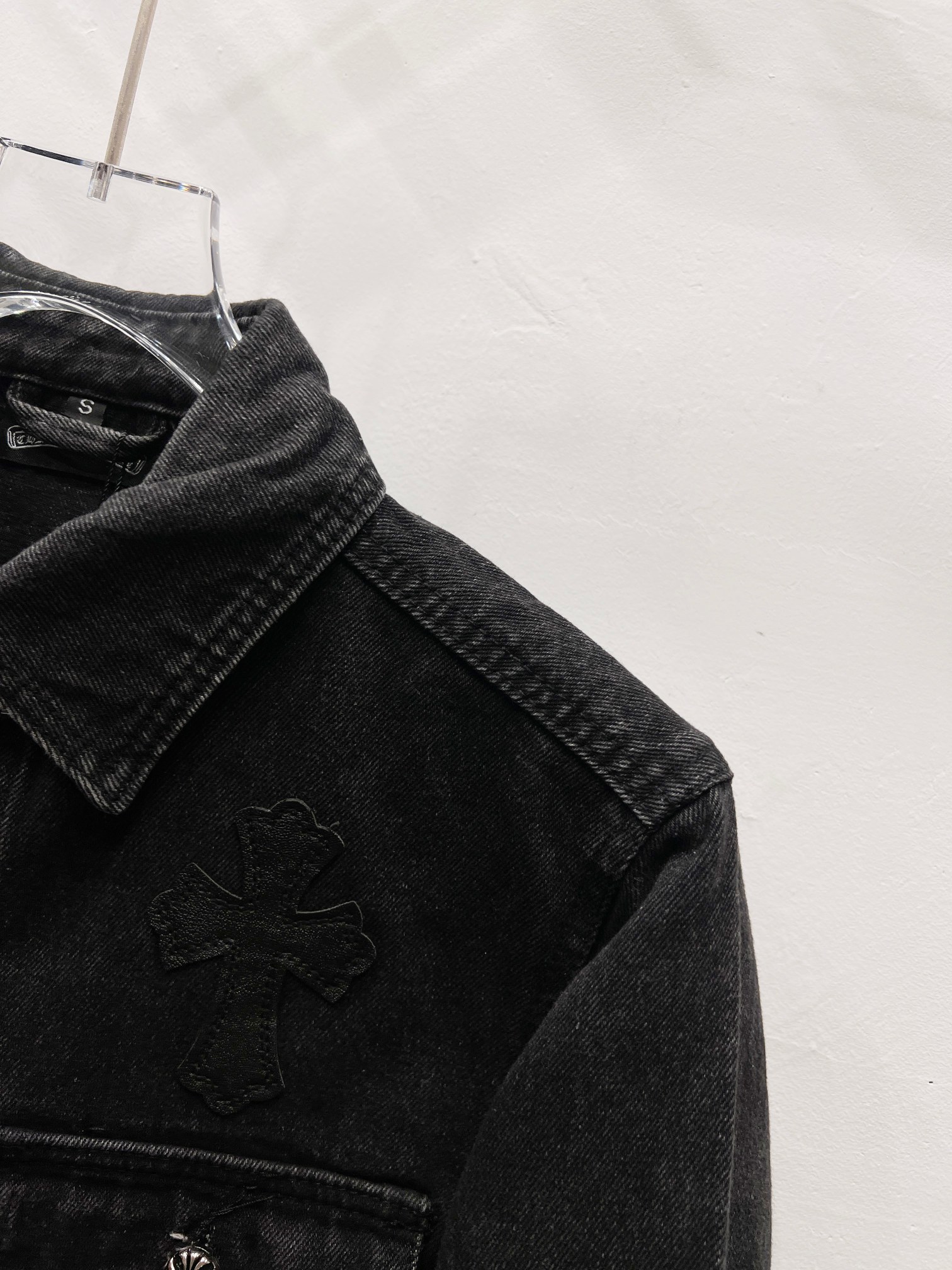 Chrome Hearts Black Cross Patch Denim Shirt Jacket, OS Fit, Unisex 5 a1754323938186 7240