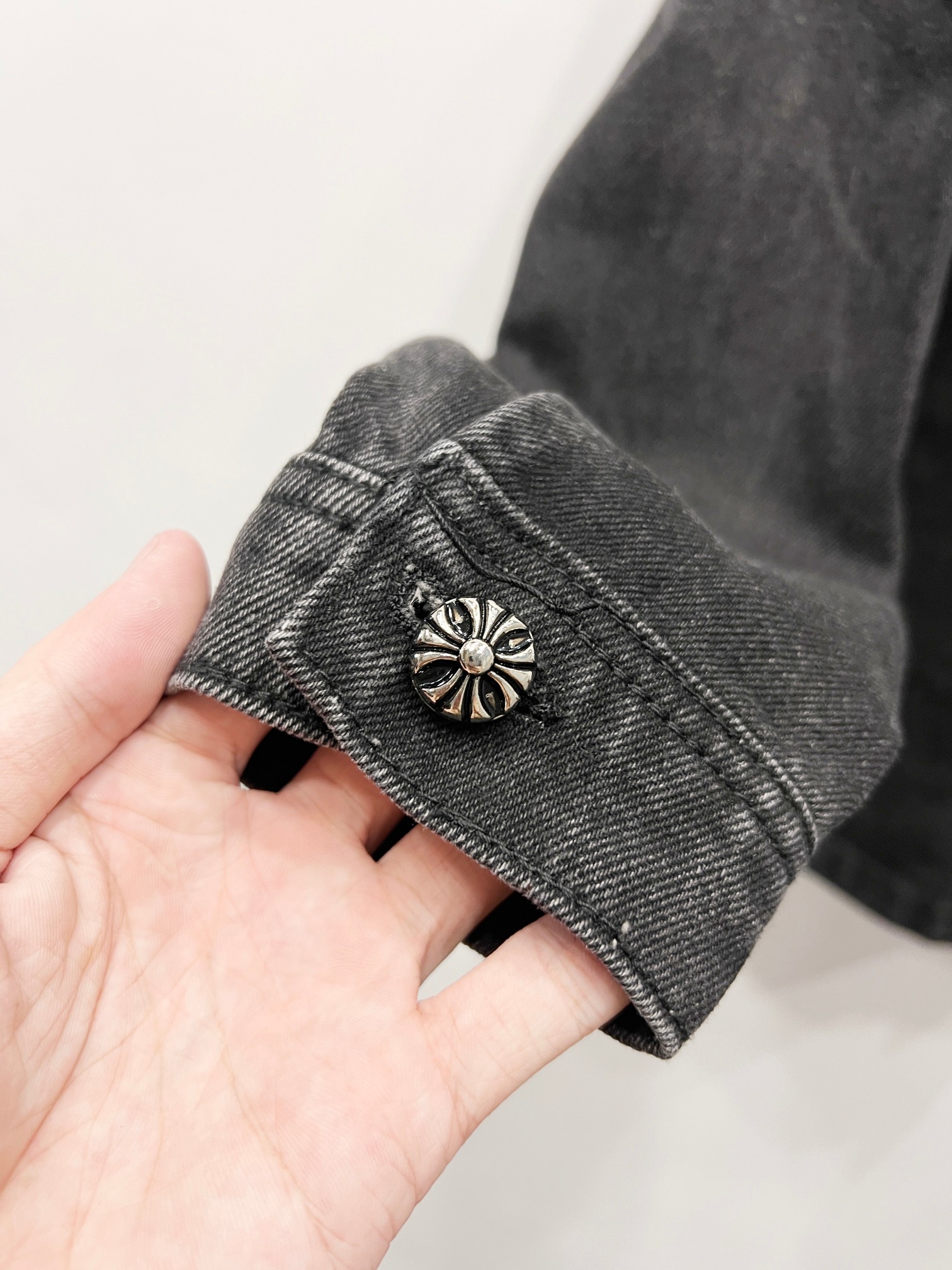Chrome Hearts Black Cross Patch Denim Shirt Jacket, OS Fit, Unisex 9 a1754323940270 4855