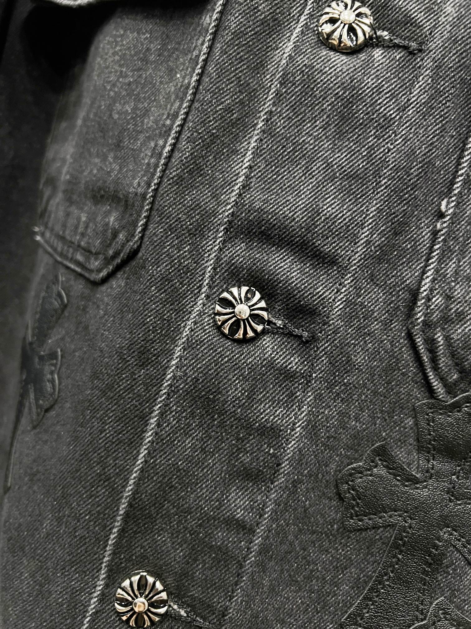 Chrome Hearts Black Cross Patch Denim Shirt Jacket, OS Fit, Unisex 8 a1754323940578 2765
