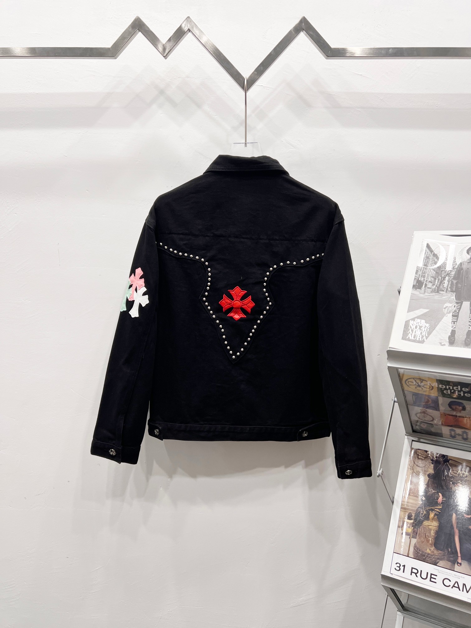 Chrome Hearts Black Jacket With Cross Patches And Rivets 3 a1754324004352 7870