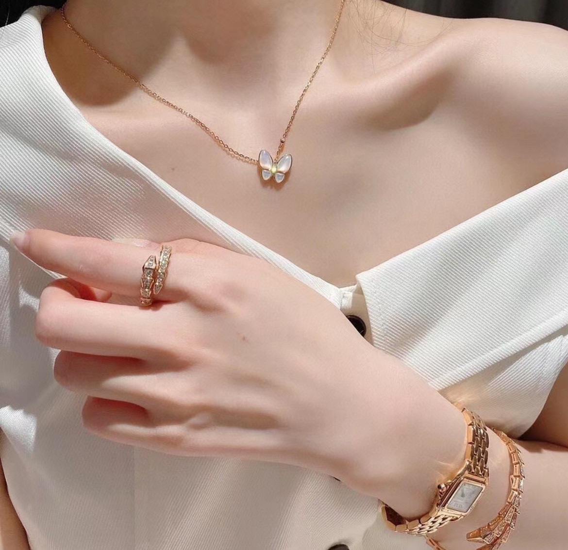 Luxurious Natural Shell Necklace with 18K Gold Plating and Diamond Button - 图片 7