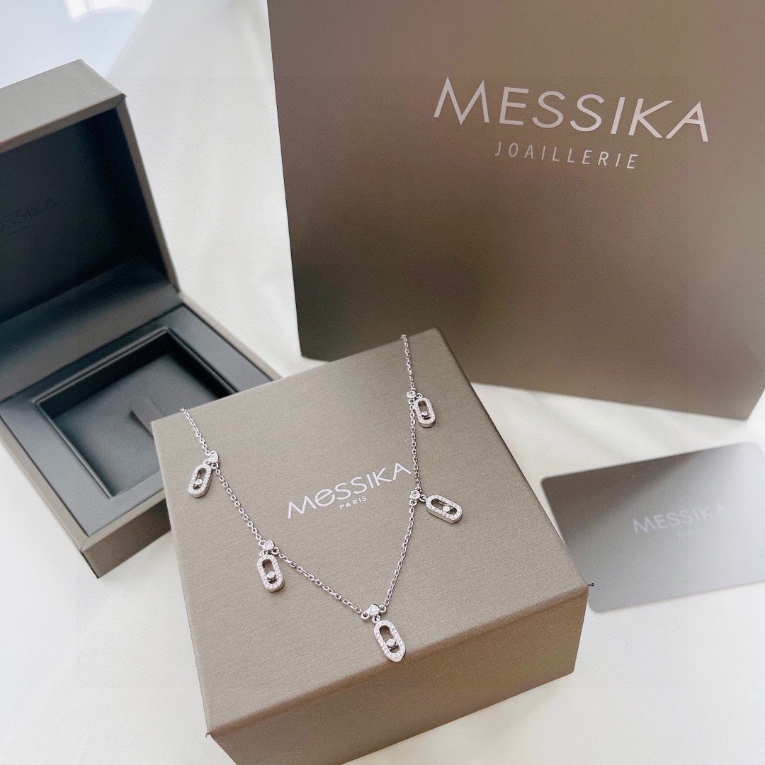 👑Messika 梅西卡 新款 满钻 五滑动 项链  纯手工焊接而成 精选德国进口 电镀咪金 超赞工艺 