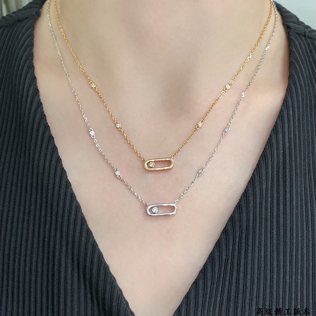 NO:107036,Messica glossy single diamond agile necklace, the most classic move series, has a very beautiful meaning, representing 