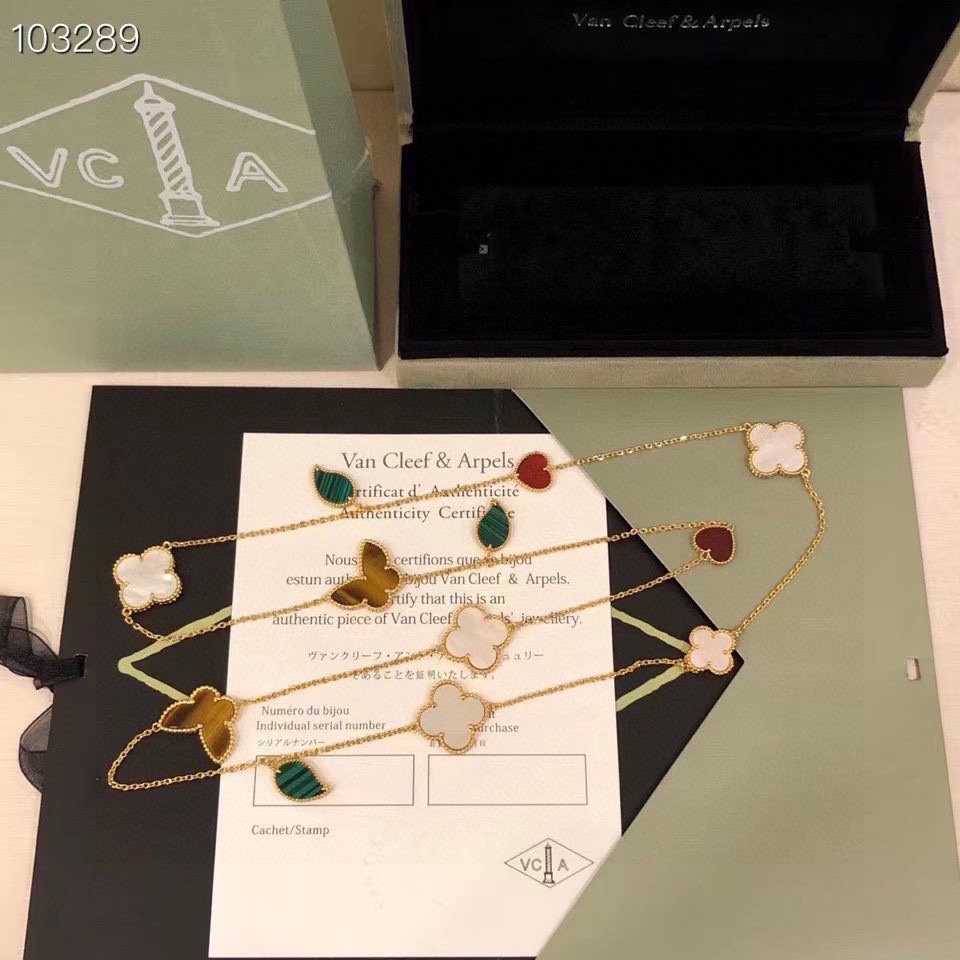 NO:107033,The real details of the VCA four-leaf clover 12 mixed necklace are presented!  Fan Ke Yabao Vca Four-leaf Crop Series Shipping Electroplating 18K Gold Technology Completely Consistent with the classic of this model No need to say much The highest level on the market Seamless inlaid original diamond buckle, jewelry boutique, necklace19860909VCA四叶草12混搭项链真实细节呈现！樊克雅宝 Vca 四叶草系列出货电镀18K金工艺 完全专柜一致此款的经典 不必多言 市面上最高级别 无缝镶嵌原版菱形扣,饰品精品,necklace,Jewelry