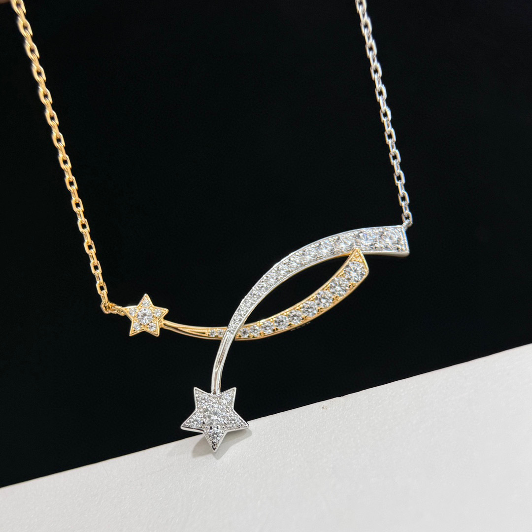 NO:115229,Xiaoxiang comete series Meteor cross two-color necklace romantic and beautiful Selected imported materials from Germany, electroplating thick gold, high-end customization, Seiko version, color separation thick gold, necklace, jewelry quality, necklace19860909小香 comete系列 流星交叉 双色项链 浪漫唯美 精选德国进口材质电镀厚金 高级电镀 高端定制 精工版本 分色电镀厚金 项链,饰品精品,necklace,Jewelry