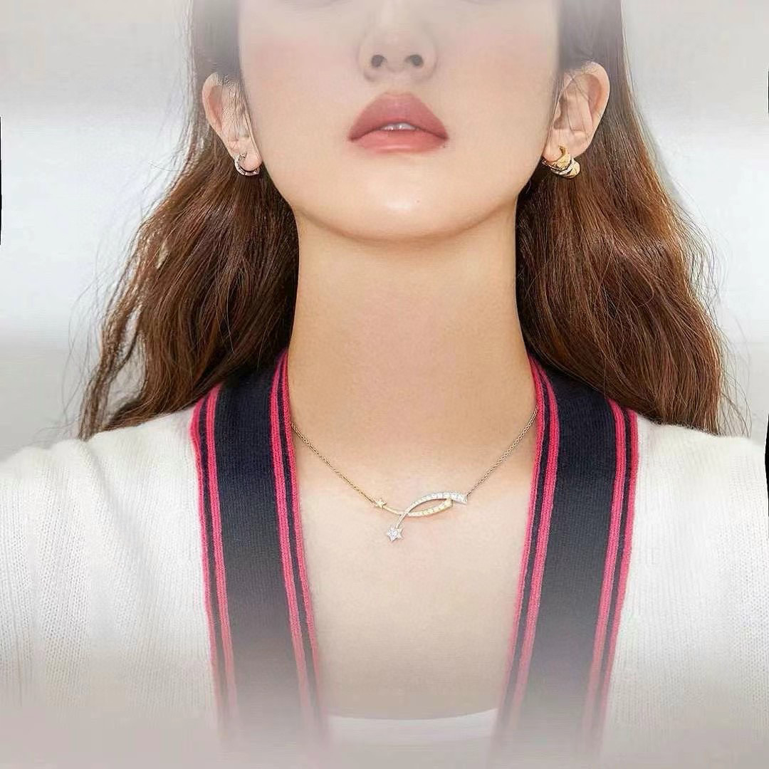 👑小香 comete系列 流星交叉 双色项链 浪漫唯美 精选德国进口材质电镀厚金 高级电镀 高端定制 精