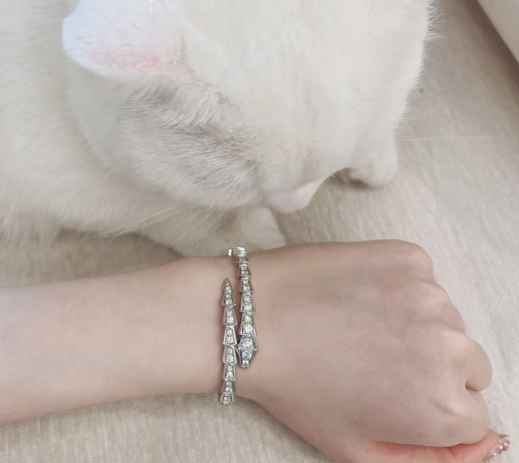 👑全新版本 新品众明星爱戴✨ 满钻 蛇手镯  奢侈品蛇升级版👍新款火爆上新🆕进口工艺➕满身高碳钻，内圈完