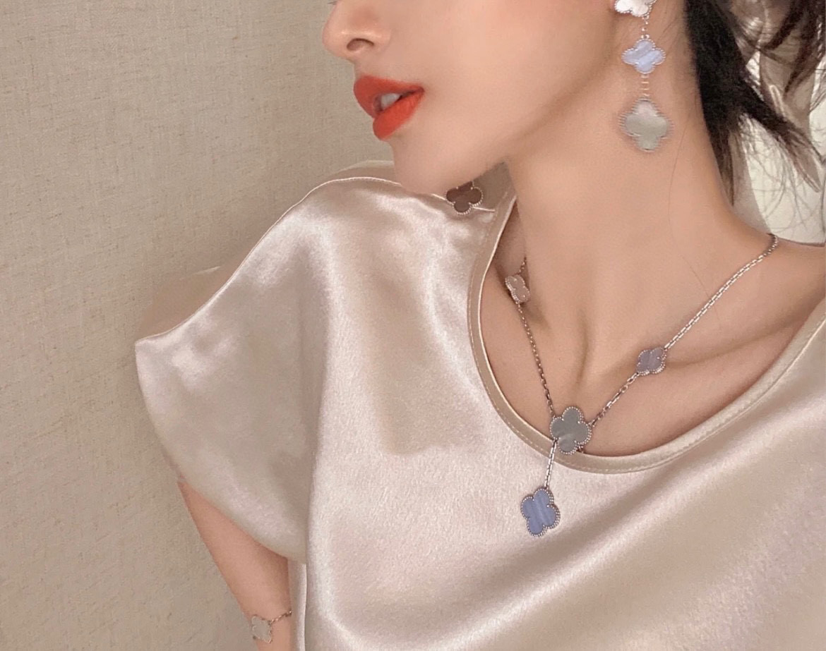 👑Van Cleef & ArPels 梵克雅宝 vca 四叶草 六花 流苏 项链天然贝壳 玛瑙 超好看