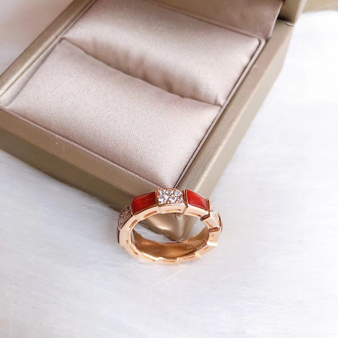 👑Bvlgari 宝格丽 serPenti系列 红蛇 宽版戒指 精选德国进口材质电镀18k玫瑰金 超精工