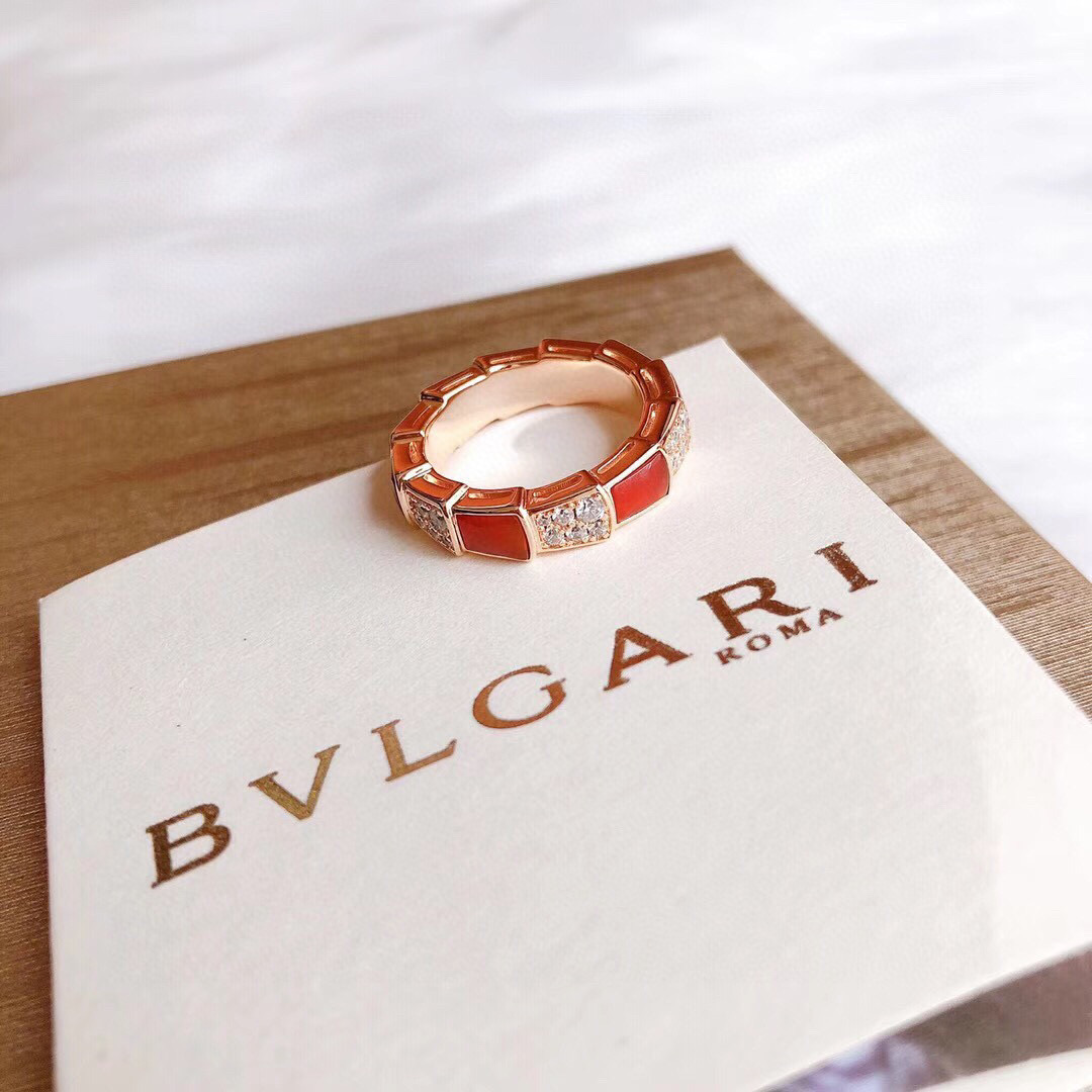 👑Bvlgari 宝格丽 serPenti系列 红蛇 宽版戒指 精选德国进口材质电镀18k玫瑰金 超精工