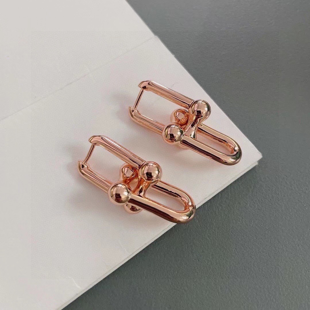 NO:664208,Tiffany Tiffany's hot debut, joints, double chain rings, earrings, full of European and American styles, a must-have for everyone, can be worn as a single ring, ultra-precisely crafted, electroplated 18k rose gold, fine jewelry, tiffany19860909Tiffany 蒂芙尼 火爆登场 关节 双链环 耳钉 欧美范十足 人手必备 可单戴一个环 超精工打造 电镀18k玫瑰金,饰品精品,tiffany,Jewelry