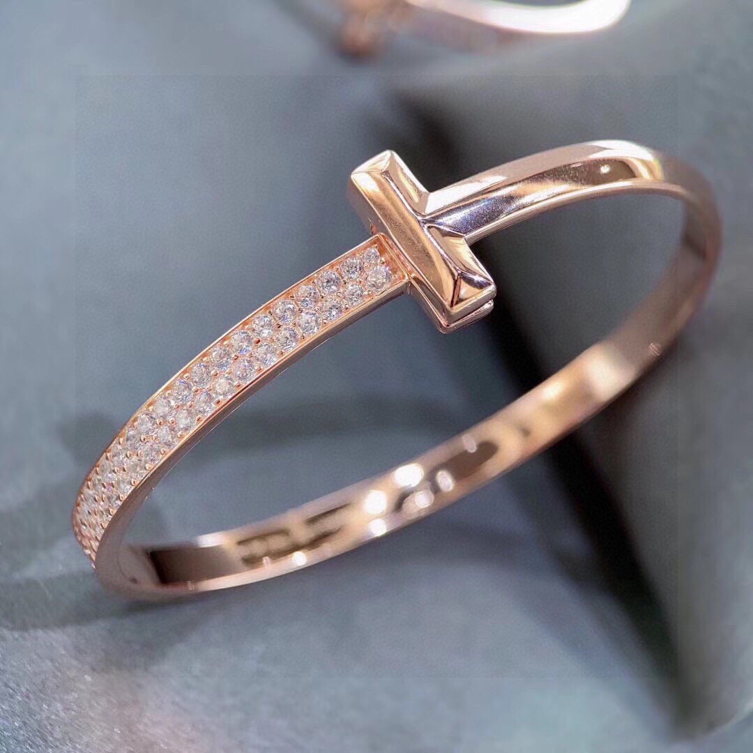 Tiffany & Co. Tiff 蒂芙尼 T1系列 宽版 半钻 手镯 独家首发 高端定制 女神同款 设计彰显 优雅