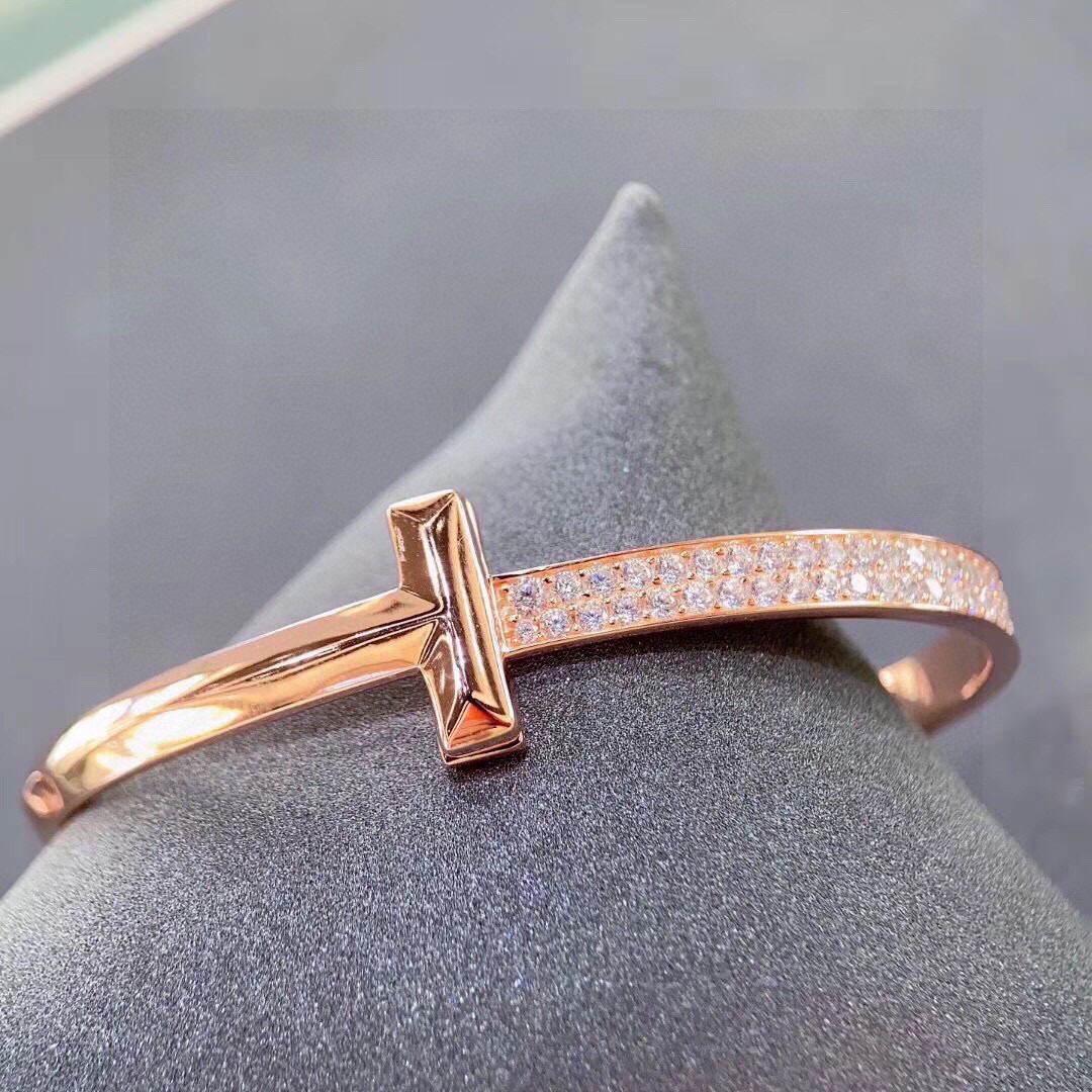 Tiffany & Co. Tiff 蒂芙尼 T1系列 宽版 半钻 手镯 独家首发 高端定制 女神同款 设计彰显 优雅