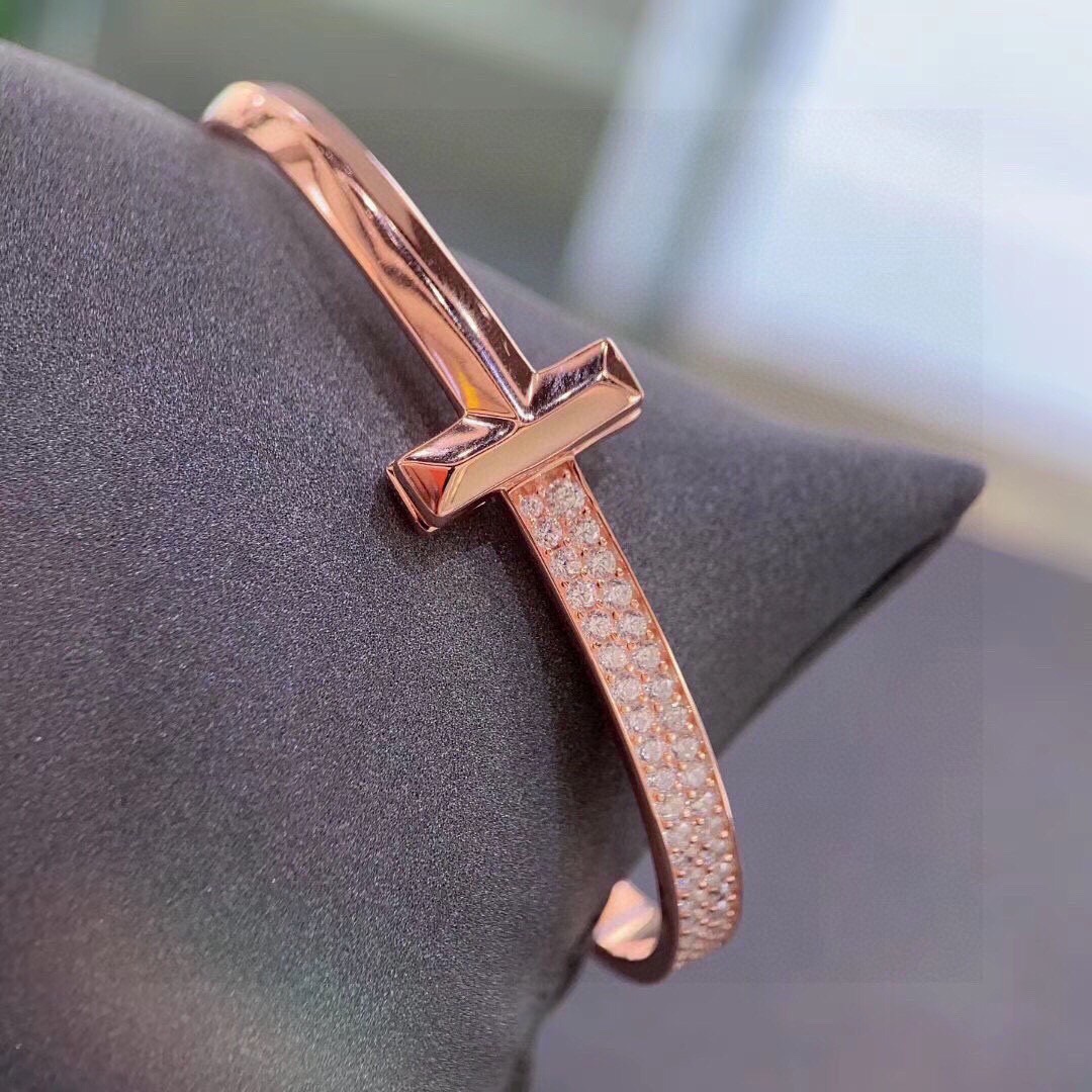 Tiffany & Co. Tiff 蒂芙尼 T1系列 宽版 半钻 手镯 独家首发 高端定制 女神同款 设计彰显 优雅