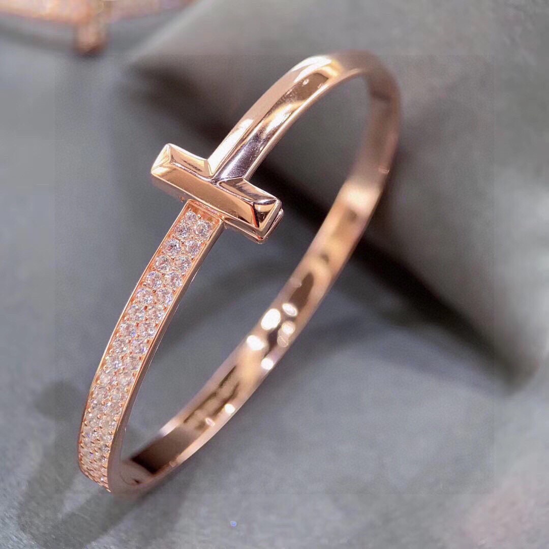 Tiffany & Co. Tiff 蒂芙尼 T1系列 宽版 半钻 手镯 独家首发 高端定制 女神同款 设计彰显 优雅