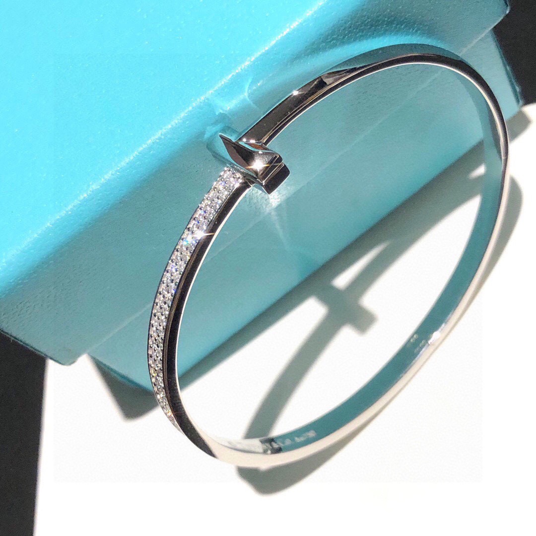 Tiffany & Co. Tiff 蒂芙尼 T1系列 宽版 半钻 手镯 独家首发 高端定制 女神同款 设计彰显 优雅