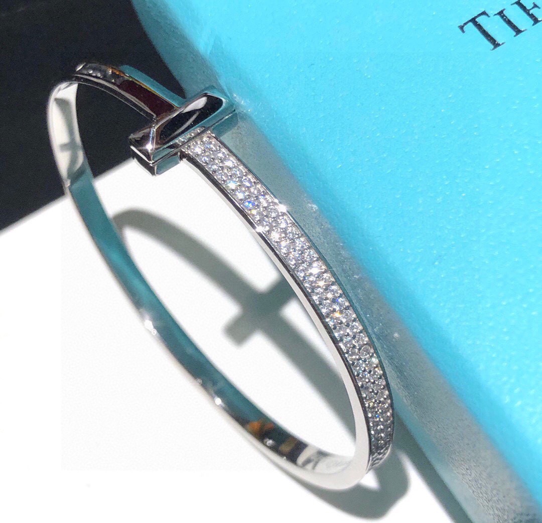 Tiffany & Co. Tiff 蒂芙尼 T1系列 宽版 半钻 手镯 独家首发 高端定制 女神同款 设计彰显 优雅