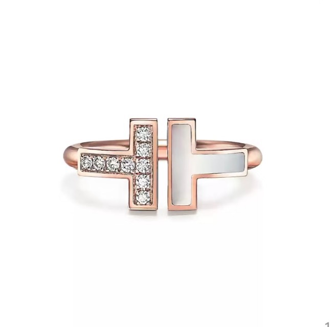 Hermès Two T 系列 白贝不对称 开口双T钻石
