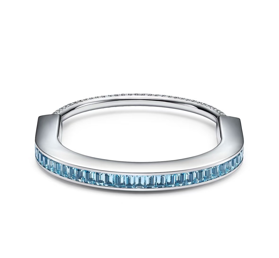NO:768222,Tiffany limited edition aquamarine LOCK bracelet T home new hot debut U-shaped lock two-color diamond bracelet, full of European and American style, a must-have for everyone, crafted with lathe technology, material electroplated 18k gold, fine jewelry, bracelet19860909Tiffany限定款海蓝宝石LOCK手镯 T家 新款火爆登场 U型锁 双色钻手镯 欧美范十足 人手必备 车床工艺精工打造 材质电镀18k金,饰品精品,bracelet,Jewelry