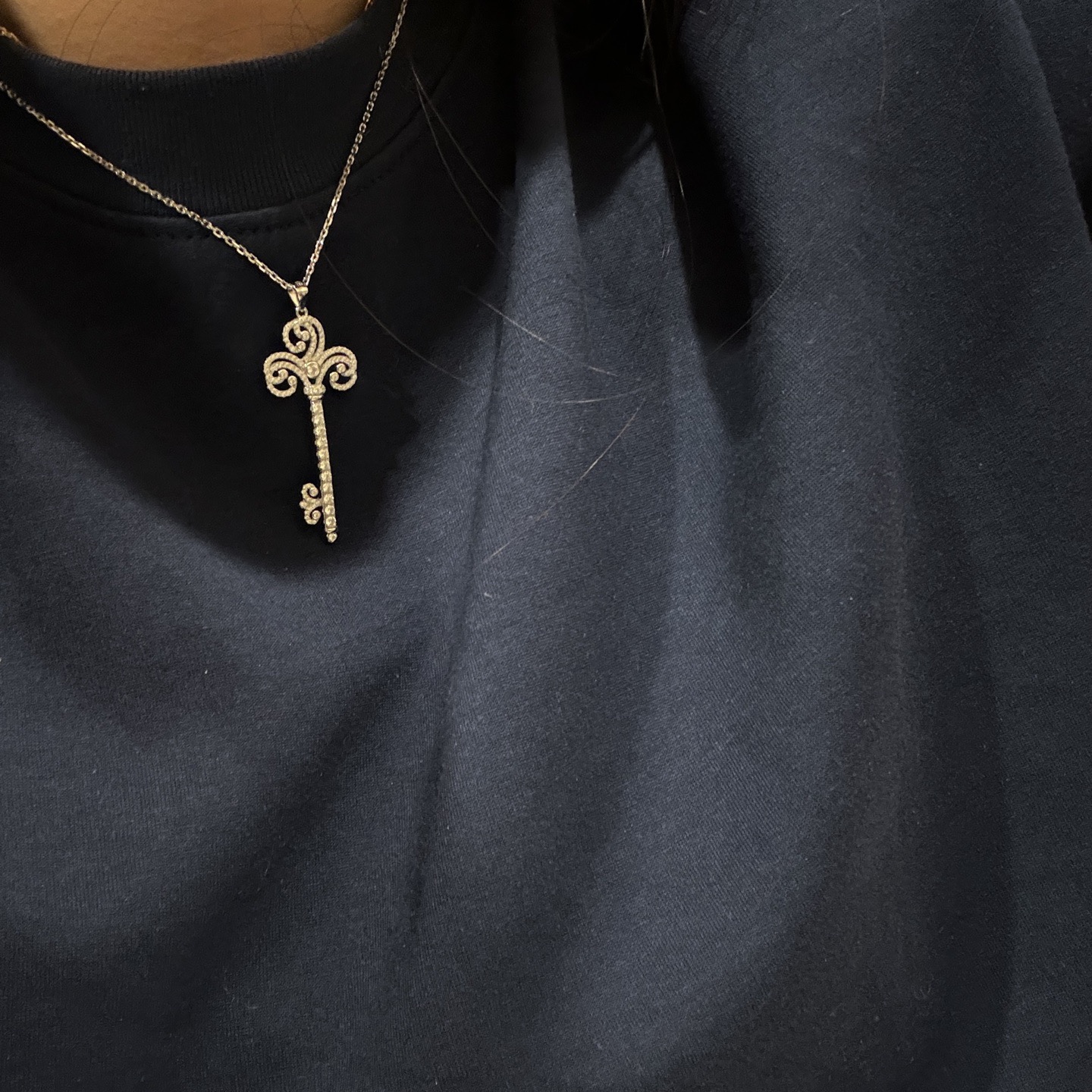 Hermès T家 大号 心形 皇冠 钥匙项链