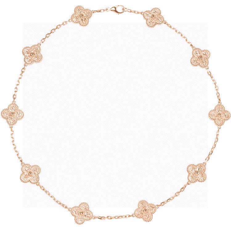 NO:880372,Van Cleef & Arpels Necklace, Hot Stamping Ten Flower Necklace, New Product. Look carefully at the show. It is a hot stamping version, not diamond-encrusted. White gold, rose gold, yellow gold, ten flower hot stamping. Not easy to clash with. Special model for the year of birth, fine jewelry, van cleef, necklace, gold.19860909梵克雅宝项链 烫金十花项链 新品 仔细看show 是烫金版本非镶钻 白金 玫瑰金 黄金十花烫金 不易撞款 本命年特别款,饰品精品,van cleef,necklace,gold,Jewelry