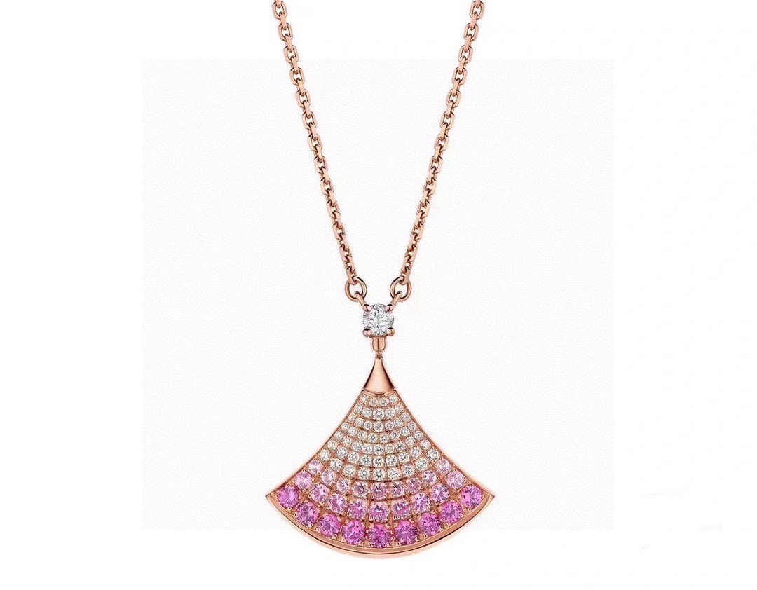 Collana Bvlgari Divas Dream Oro rosa con diamanti bianchi e zaffiri rosa sfumati 42 cm