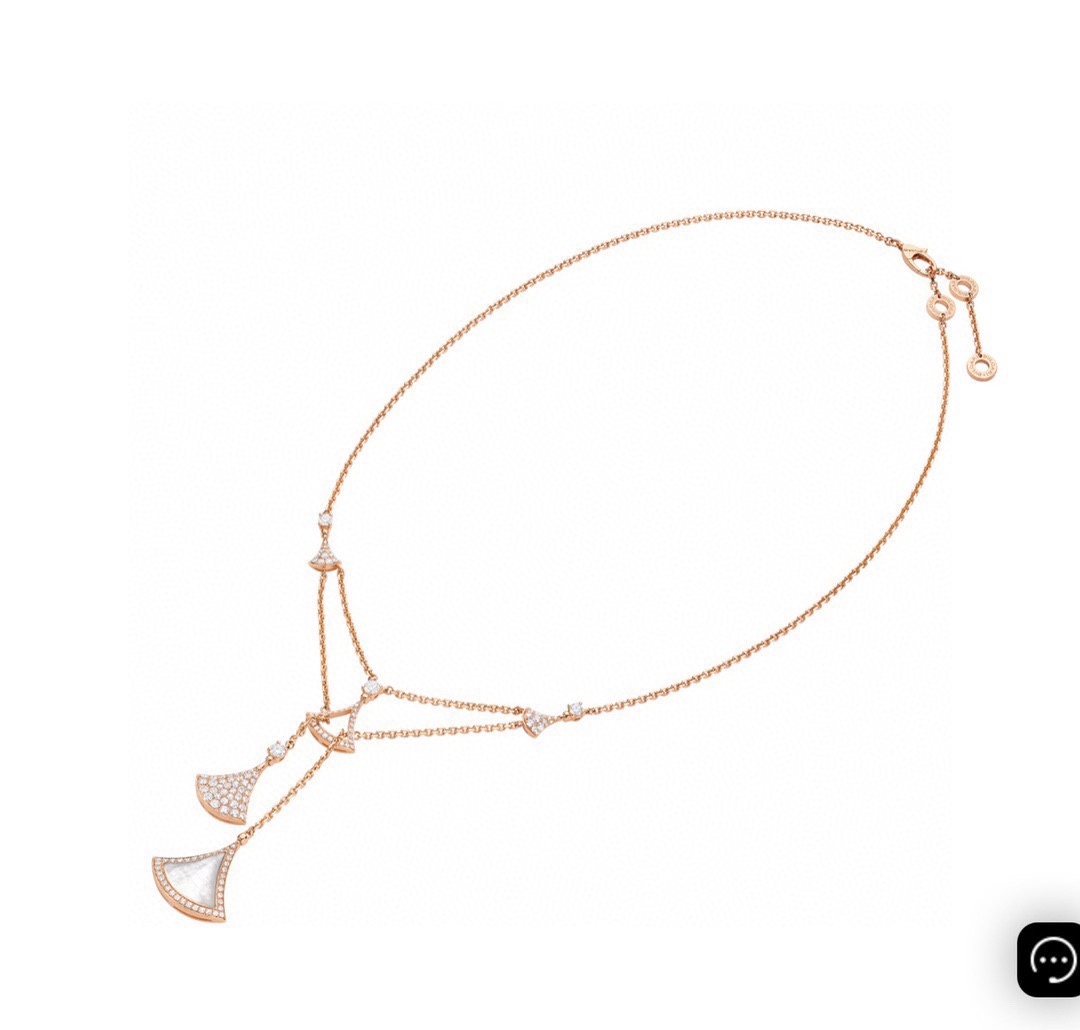 Bvlgari Diva s Dream necklace 18k rose gold white mother-of-pearl pave diamonds 41-43cm adjustable