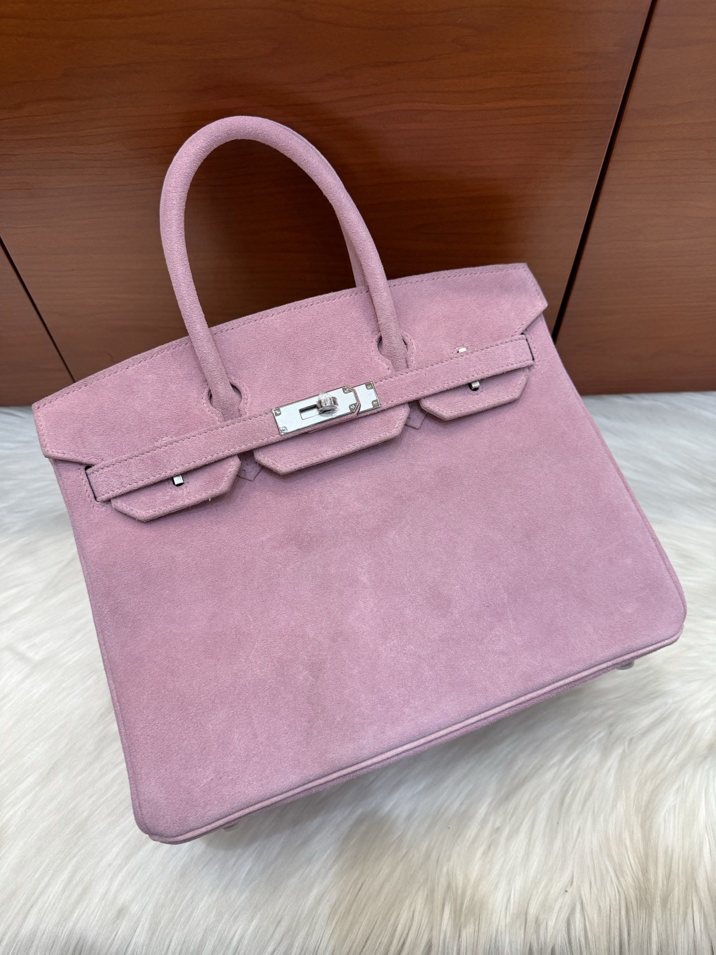 Hermes Birkin 30 Pink suede 30cm everyday