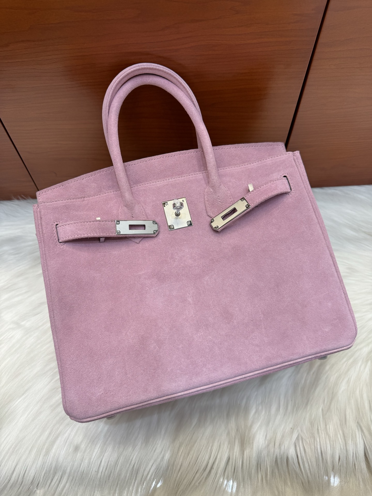 Hermes Birkin 30 Pink suede 30cm everyday