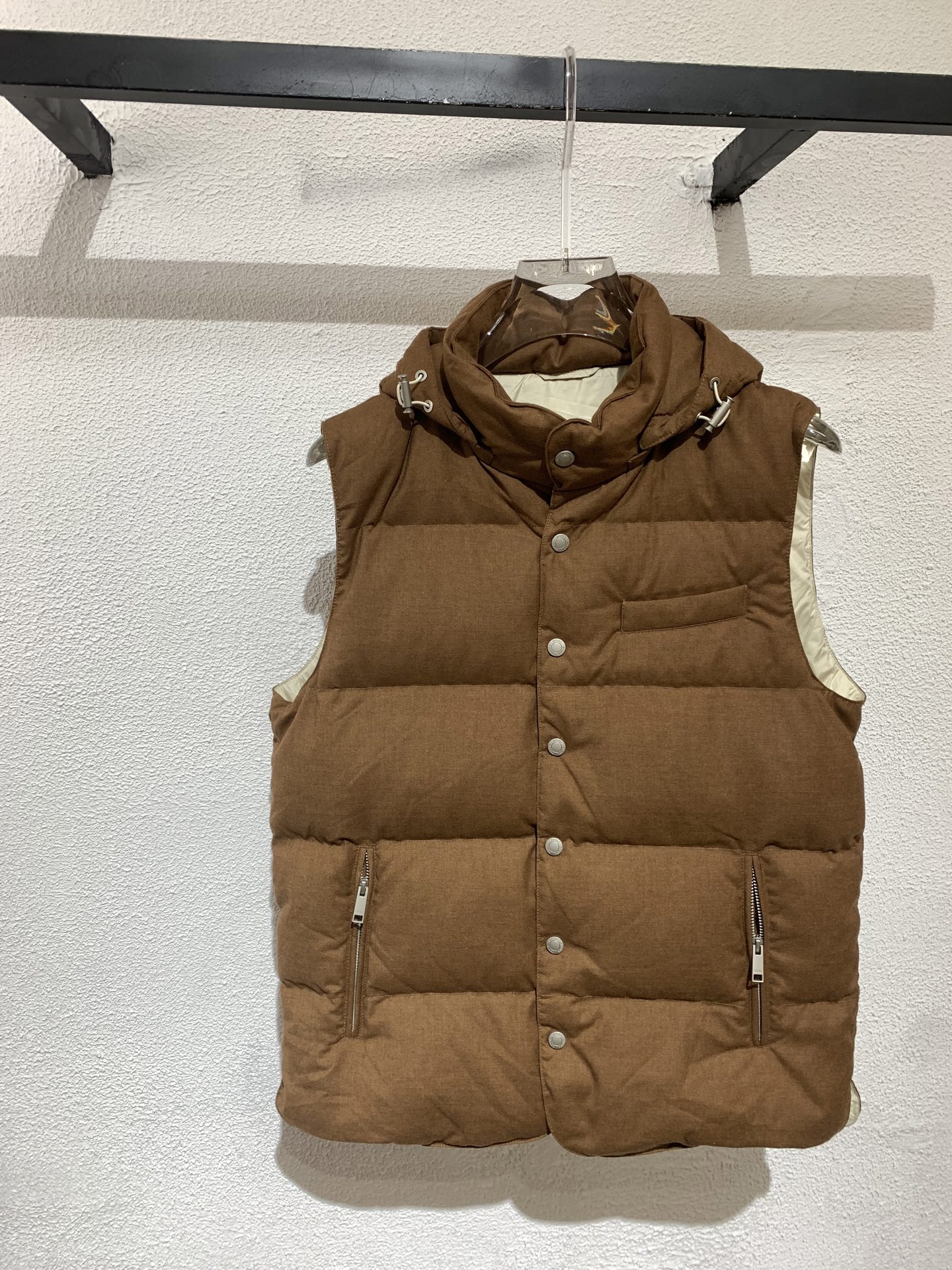 羽绒服 Zz洁尼亚🏠秋冬新款立领羽绒马甲（帽子可拆卸）开模定制五金辅料，羊毛混纺面料，内里填充白鸭绒，简